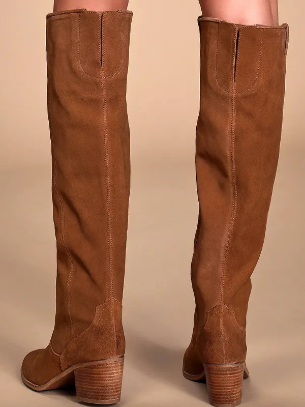 Sbicca Izzy Cognac Suede Leather Knee High Boots