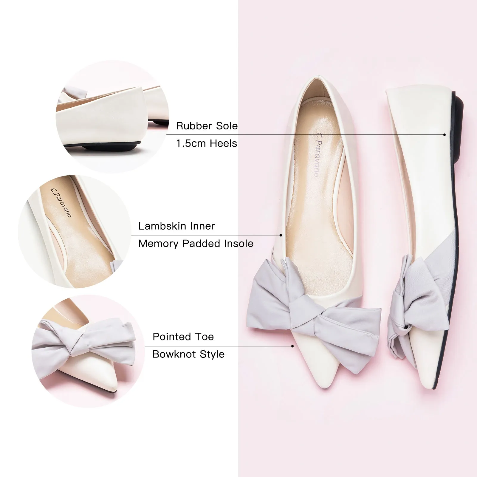 Slanting Bowknot Embellished Flats