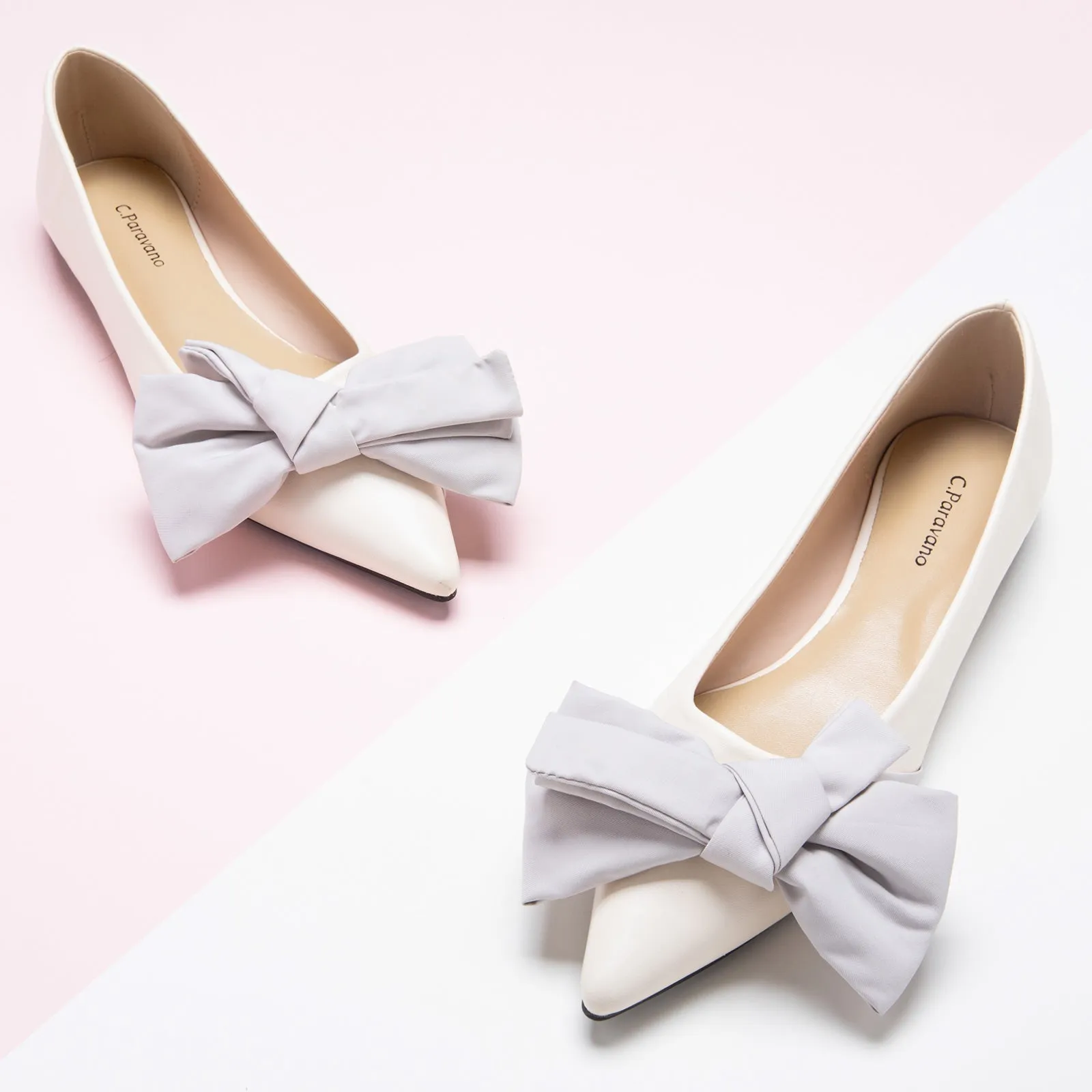 Slanting Bowknot Embellished Flats