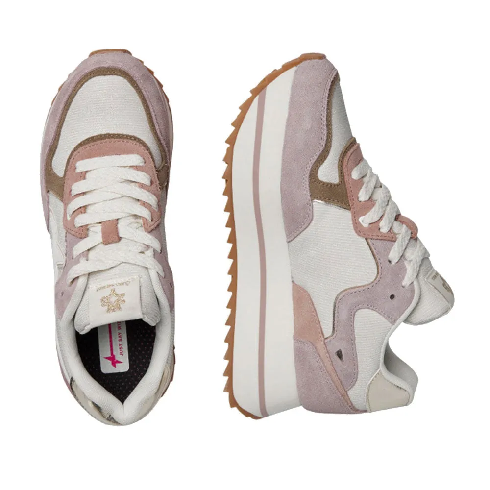 Sneakers Platform Donna W6YZ Deva-W. in Tessuto Tecnico e Suede colore Shadow Grey Rose