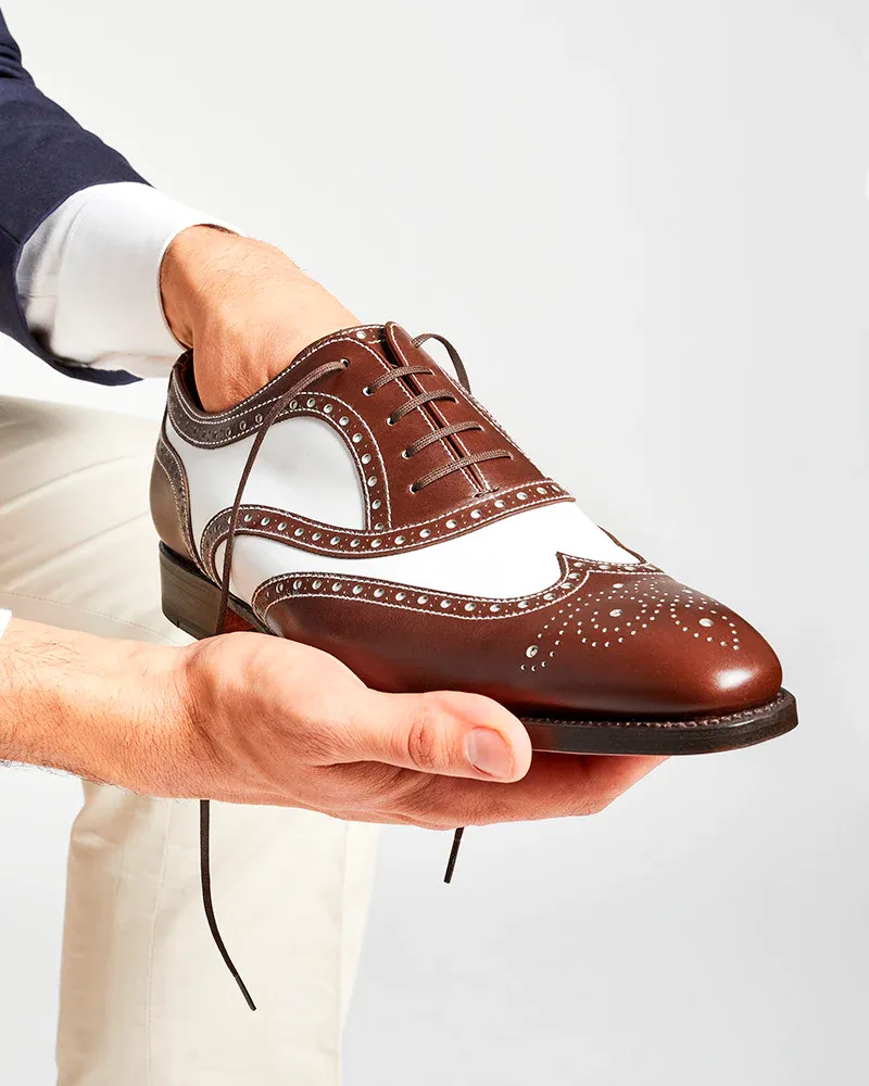 Spectator Oxford Shoe in Brown and White