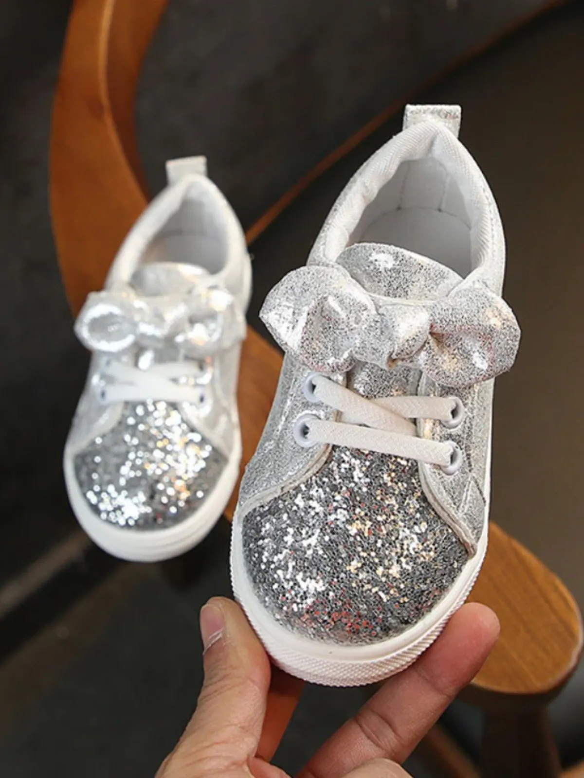 Step With Sparkles Glitter Bow Sneakers by Liv and Mia