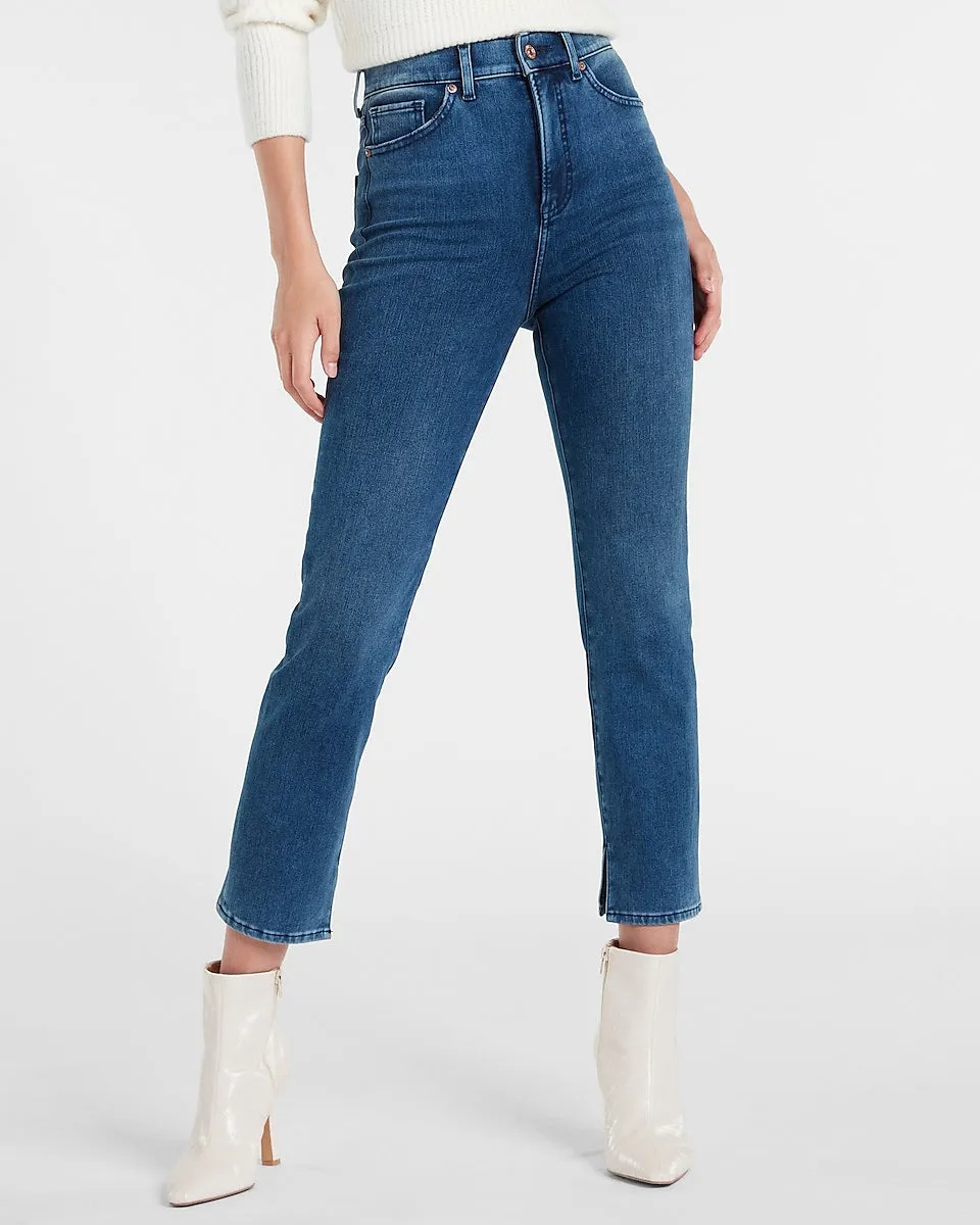 Super High Waisted Extra Supersoft Inside Vent Slim Jeans in Medium Wash