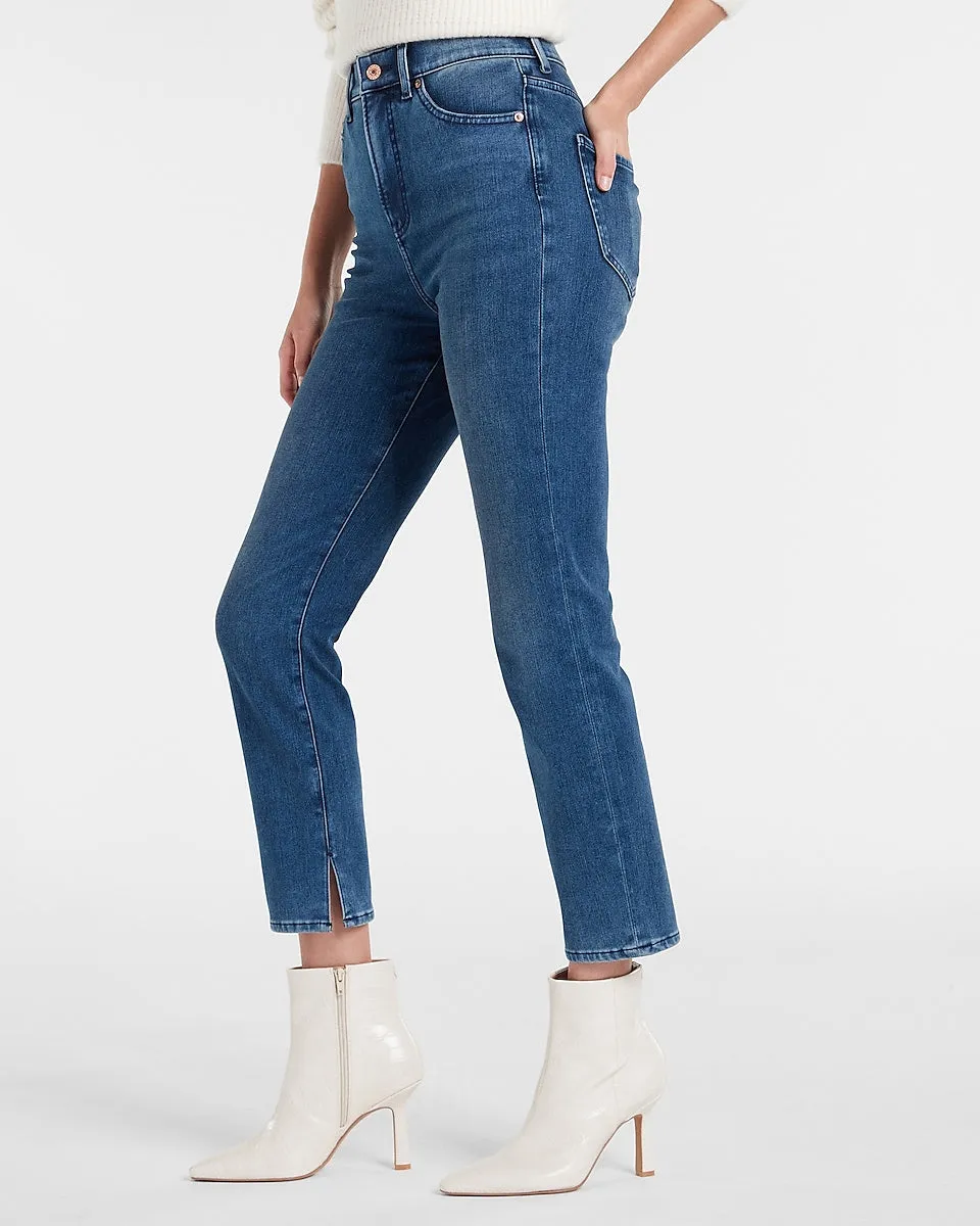 Super High Waisted Extra Supersoft Inside Vent Slim Jeans in Medium Wash