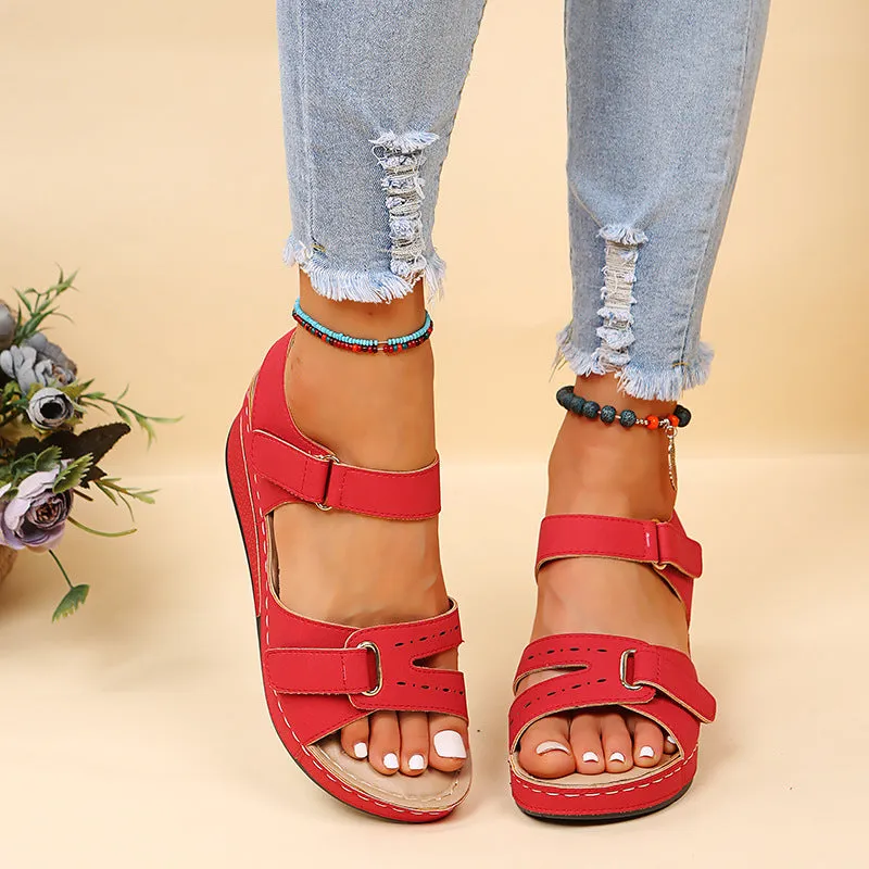 Thick Heel Wedge Velcro Platform Sandals