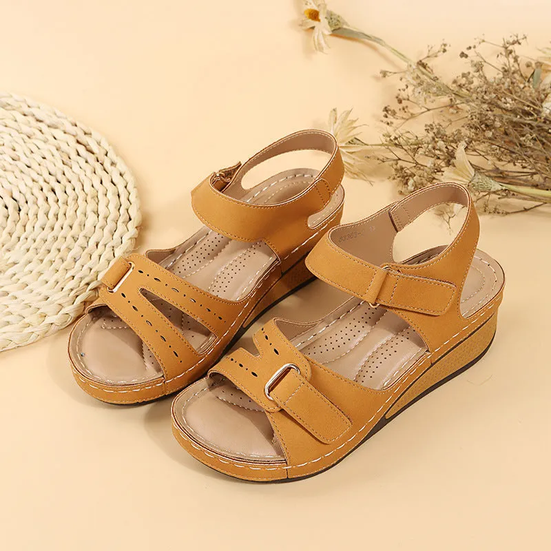 Thick Heel Wedge Velcro Platform Sandals