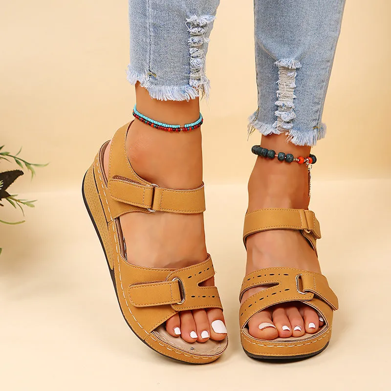 Thick Heel Wedge Velcro Platform Sandals