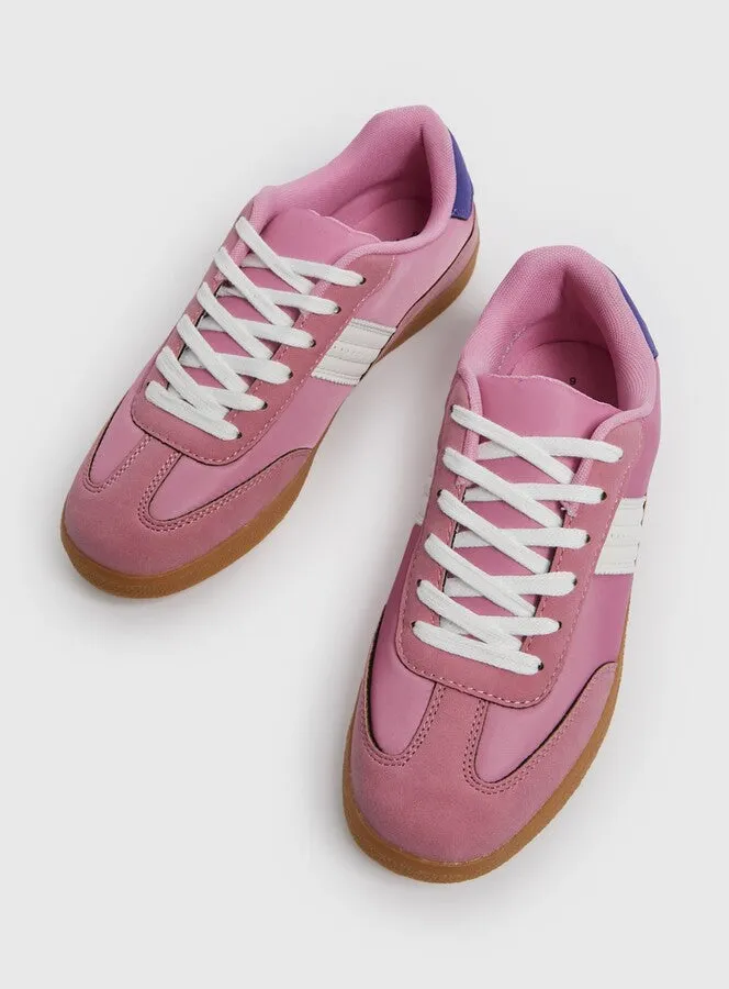 Tu - Pink Stripe Low Profile Gum Sole Trainers