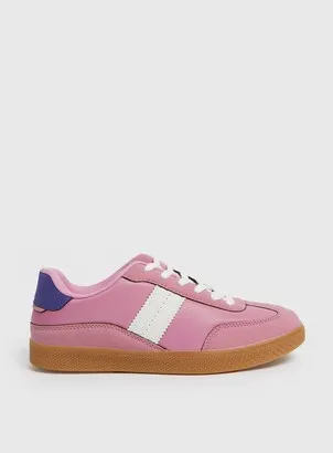 Tu - Pink Stripe Low Profile Gum Sole Trainers