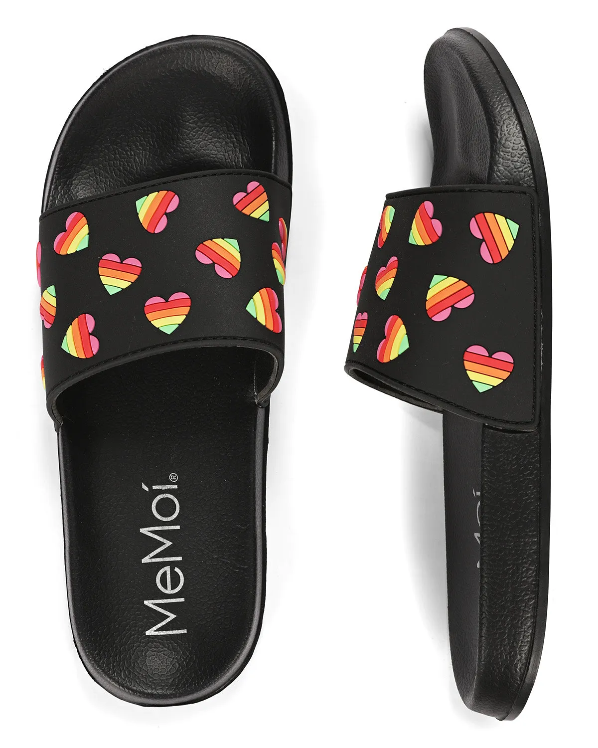 Women's Rainbow Heart Lightweight Slides