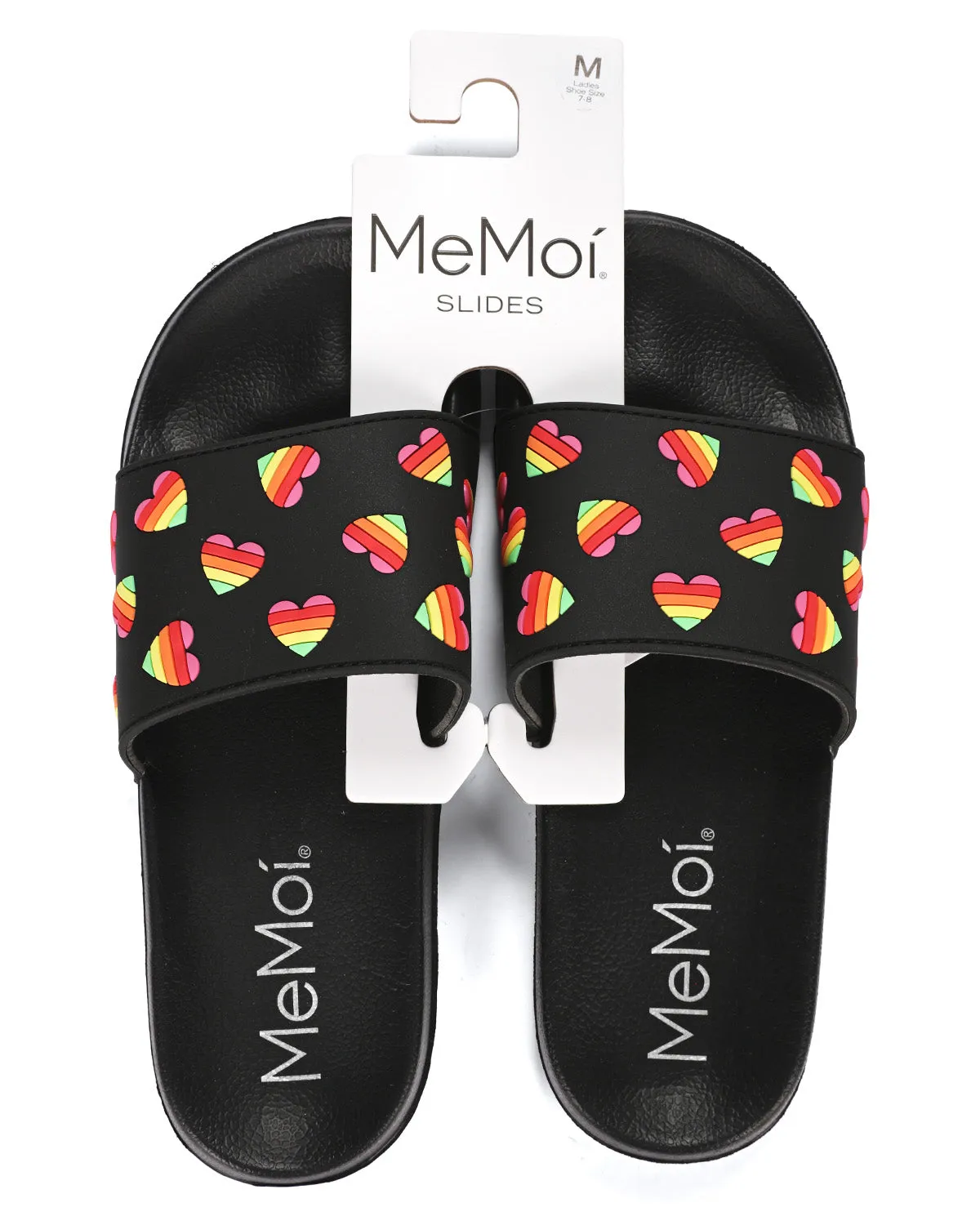 Women's Rainbow Heart Lightweight Slides